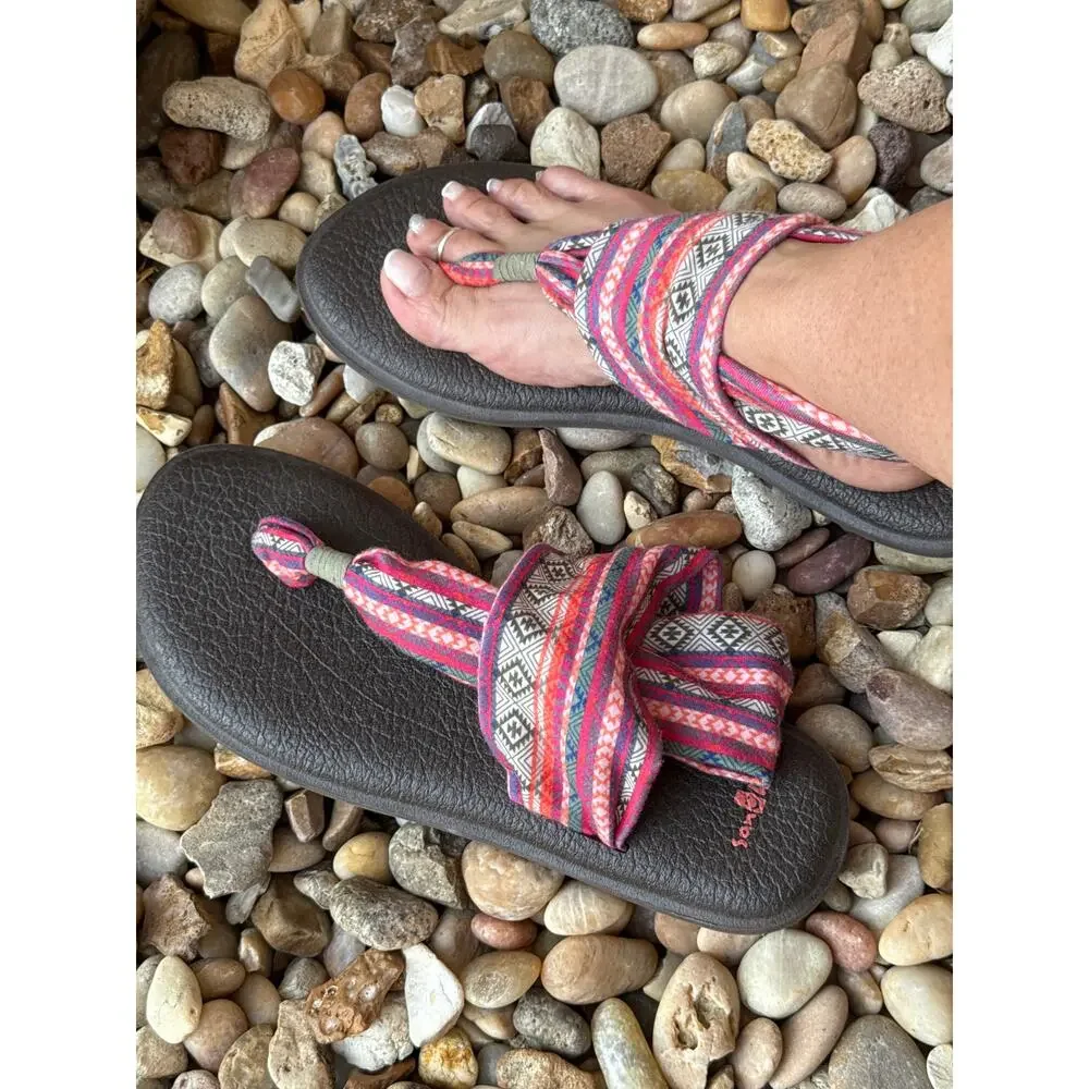 Sanuk Women's Yoga Sling Flip Flop Sandal Southwestern Aztec Comfort‎ Size 10